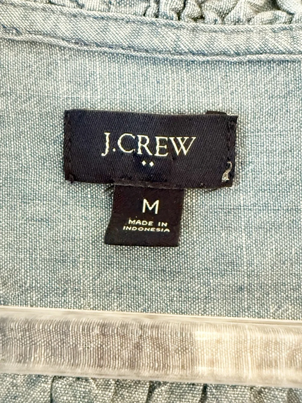 J. Crew Denim Chambray Ruffle Sleeve Top - Picture 3 of 6